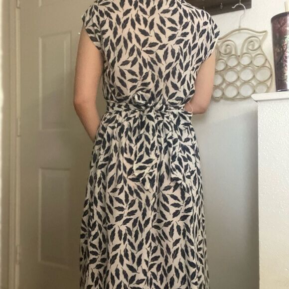 Vintage 70s House Dress Leaf Mod Pattern Size Small - Picture 3 of 5